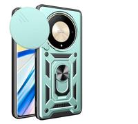 ILING Funda para Honor Magic 6 Lite 5G / Honor X9b, Ultradelgado Textura Mate Antigolpes Dura PC Carcasa, Suave Silicona TPU Bumper Cubierta con Anillo Soporte y Tapa Cámara Deslizante (Verde)