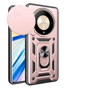 ILING Funda para Honor Magic 6 Lite 5G / Honor X9b, Ultradelgado Textura Mate Antigolpes Dura PC Carcasa, Suave Silicona TPU Bumper Cubierta con Anillo Soporte y Tapa Cámara Deslizante (Oro Rosa)