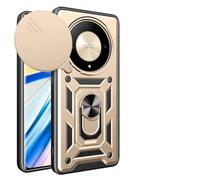 ILING Funda para Honor Magic 6 Lite 5G / Honor X9b, Ultradelgado Textura Mate Antigolpes Dura PC Carcasa, Suave Silicona TPU Bumper Cubierta con Anillo Soporte y Tapa Cámara Deslizante (Oro)