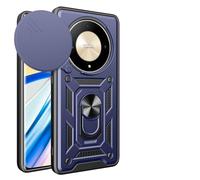 ILING Funda para Honor Magic 6 Lite 5G / Honor X9b, Ultradelgado Textura Mate Antigolpes Dura PC Carcasa, Suave Silicona TPU Bumper Cubierta con Anillo Soporte y Tapa Cámara Deslizante (Azul)