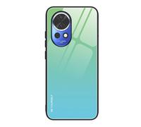 ILING Funda para Huawei Nova 13, Ultra Delgado Elegante Degradado de Color Dura Vidrio Templado Carcasa, Suave Silicona TPU Bumper Antigolpes Cubierta (Verde Azul)