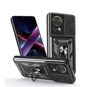ILING Funda para Huawei Nova 13, Ultradelgado Textura Mate Antigolpes Dura PC Carcasa, Suave Silicona TPU Bumper Cubierta con Anillo Soporte y Tapa Cámara Deslizante (Negro)