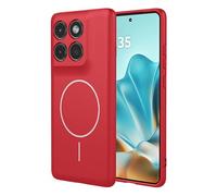 ILING Funda para Motorola Edge 60 Pro, Compatible con Carga Magnética, Ultradelgado Suave Silicona Líquida en Color Sólido Simple Carcasa Mate TPU Antigolpes Cubierta (Rojo)