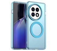 ILING Funda para OnePlus 13 5G, Compatible con Carga Magnética, Ultradelgado Mate Translúcido Antigolpes Rígido PC Carcasa, Suave Silicona TPU Bumper Cubierta (Azul)