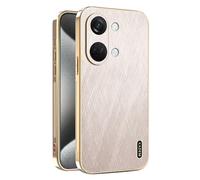 ILING Funda para OnePlus Nord 3 5G, Diseño Elegante de Metal Cepillado, Premium Acabado de Cuero Carcasa, Ultradelgado Suave Silicona TPU Bumper Antigolpes Cubierta (Oro)
