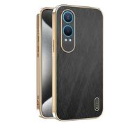 ILING Funda para OnePlus Nord CE 4 Lite 5G, Diseño Elegante de Metal Cepillado, Premium Acabado de Cuero Carcasa, Ultradelgado Suave Silicona TPU Bumper Antigolpes Cubierta (Negro)