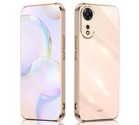 ILING Funda para OPPO A18 4G / OPPO A38 4G, Diseño de Borde Dorado Galvanizado en Color Sólido Simple Carcasa Protectora Ultrafina de TPU Suave Antigolpes Cubierta (Rosa)