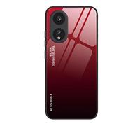 ILING Funda para OPPO A18 4G / OPPO A38 4G, Ultra Delgado Elegante Degradado de Color Dura Vidrio Templado Carcasa, Suave Silicona TPU Bumper Antigolpes Cubierta (Llama roja)