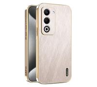 ILING Funda para OPPO A5M / OPPO A5 5G/4G, Diseño Elegante de Metal Cepillado, Premium Acabado de Cuero Carcasa, Ultradelgado Suave Silicona TPU Bumper Antigolpes Cubierta (Oro)