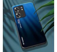 ILING Funda para OPPO A5X 5G/4G, Ultra Delgado Elegante Degradado de Color Dura Vidrio Templado Carcasa, Suave Silicona TPU Bumper Antigolpes Cubierta (Azul Elegante)