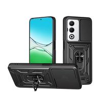 ILING Funda para OPPO A5X 5G/4G, Ultradelgado Textura Mate Antigolpes Dura PC Carcasa, Suave Silicona TPU Bumper Cubierta con Anillo Soporte y Tapa Cámara Deslizante (Negro)