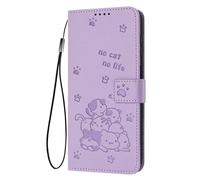 ILING Funda para OPPO A6X / OPPO A6 5G/4G/ OPPO A6K, Lindo Gatito Ultradelgado Antigolpes Flip Billetera Carcasa, Cubierta de Cuero PU con Bloqueo RFID/Soporte/Ranura para Tarjeta, Púrpura