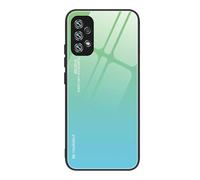 ILING Funda para OPPO A6X / OPPO A6 5G/4G/ OPPO A6K, Ultra Delgado Elegante Degradado de Color Dura Vidrio Templado Carcasa, Suave Silicona TPU Bumper Antigolpes Cubierta, Verde Azul