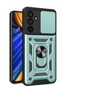 ILING Funda para Samsung Galaxy M15 5G, Ultradelgado Textura Mate Antigolpes Dura PC Carcasa, Suave Silicona TPU Bumper Cubierta con Anillo Soporte y Tapa Cámara Deslizante (Verde)
