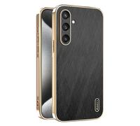 ILING Funda para Samsung Galaxy S26+ Plus 5G, Diseño Elegante de Metal Cepillado, Premium Acabado de Cuero Carcasa, Ultradelgado Suave Silicona TPU Bumper Antigolpes Cubierta (Negro)