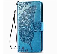 ILING Funda para TCL 40SE, Suave PU Cuero Flip Carcasa Case Cover, Cubierta Magnética en Relieve de la Mariposa, Billetera con Soporte&Tapa Tarjeta (Azul)