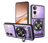 ILING Funda para Vivo V50 Lite 5G/4G Antigolpes, Carcasa Militar con Protección de Cámara, Soporte de Anillo 360° Magnética para Coche, Cubierta Mate, Púrpura