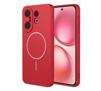 ILING Funda para Vivo X200 FE 5G, Compatible con Carga Magnética, Ultradelgado Suave Silicona Líquida en Color Sólido Simple Carcasa Mate TPU Antigolpes Cubierta (Rojo)