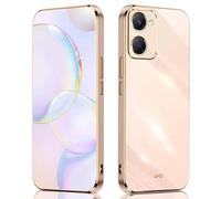 ILING Funda para Vivo Y03 / Vivo Y28s 5G / Vivo Y18, Diseño de Borde Dorado Galvanizado en Color Sólido Simple Carcasa Protectora Ultrafina de TPU Suave Antigolpes Cubierta (Rosa)