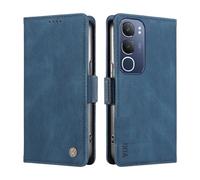 ILING Funda para Vivo Y19s, Carcasa Billetera de Cuero PU con Bloqueo RFID/Soporte/Ranura para Tarjeta/Magnético. Ultradelgado Antigolpes Flip Cubierta (Azul)