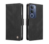 ILING Funda para Vivo Y19s, Carcasa Billetera de Cuero PU con Bloqueo RFID/Soporte/Ranura para Tarjeta/Magnético. Ultradelgado Antigolpes Flip Cubierta (Negro)