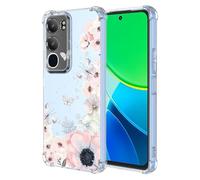 ILING Funda para Vivo Y19s, Diseño de Flores y Dibujos Animados Lindo Ultradelgado Elegante Carcasa, Suave Silicona Transparente TPU Bumper Cubierta (Flores Rosadas)