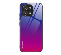ILING Funda para Vivo Y28 4G, Ultra Delgado Elegante Degradado de Color Dura Vidrio Templado Carcasa, Suave Silicona TPU Bumper Antigolpes Cubierta (Azul Rojo)
