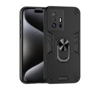 ILING Funda para Xiaomi 11T Pro 5G / Xiaomi 11T 5G, Ultradelgado Mate Armor Carcasa con 360 Anillo Soporte Dura PC y Silicona TPU Bumper Antigolpes Cubierta Case (Negro)