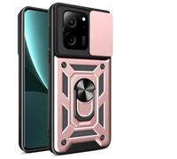 ILING Funda para Xiaomi 13T Pro 5G / Xiaomi 13T 5G, Ultradelgado Textura Mate Antigolpes Dura PC Carcasa, Suave Silicona TPU Bumper Cubierta con Anillo Soporte y Tapa Cámara Deslizante (Oro Rosa)