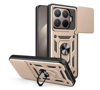 ILING Funda para Xiaomi 17T Pro 5G, Ultradelgado Textura Mate Antigolpes Dura PC Carcasa, Suave Silicona TPU Bumper Cubierta con Anillo Soporte y Tapa Cámara Deslizante (Oro)