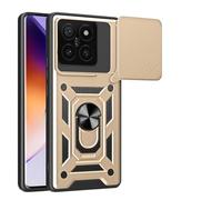 ILING Funda para Xiaomi Poco F8 Pro 5G, Ultradelgado Textura Mate Antigolpes Dura PC Carcasa, Suave Silicona TPU Bumper Cubierta con Anillo Soporte y Tapa Cámara Deslizante (Oro)