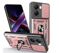 ILING Funda para Xiaomi Poco X7 Pro 5G, Ultradelgado Textura Mate Antigolpes Dura PC Carcasa, Suave Silicona TPU Bumper Cubierta con Anillo Soporte y Tapa Cámara Deslizante (Oro Rosa)