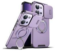 ILING Funda para Xiaomi Redmi 15C 5G/4G/POCO C85, Textura Mate Militar Antigolpes Dura PC Carcasa, Silicona TPU Bumper Cubierta con Magnético Anillo Soporte y Tapa Cámara Deslizante (Púrpura)
