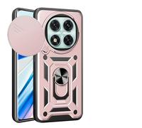ILING Funda para Xiaomi Redmi Note 14 Pro 5G / Poco X7 5G, Ultradelgado Textura Mate Antigolpes Dura PC Carcasa, Suave Silicona TPU Cubierta con Anillo Soporte y Tapa Cámara Deslizante, Oro Rosa