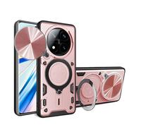 ILING Funda para Xiaomi Redmi Note 14 Pro+ Plus 5G, Textura de Metal Dura Mate PC Carcasa, Silicona TPU Bumper Antigolpes Cubierta con Anillo Soporte y Tapa Cámara Deslizante (Oro Rosa)