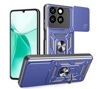 ILING Funda para ZTE Blade A55 / ZTE Blade A35, Ultradelgado Textura Mate Antigolpes Dura PC Carcasa, Suave Silicona TPU Bumper Cubierta con Anillo Soporte y Tapa Cámara Deslizante (Azul)
