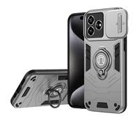 ILING Funda para ZTE Blade V60 Vita, Ultradelgado Mate Antigolpes Dura PC Armadura Carcasa, Silicona TPU Bumper Cubierta con Anillo Soporte y Tapa Cámara Deslizante (Plata)