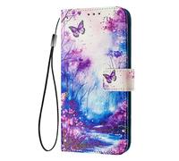 ILING Funda para ZTE Nubia Focus/ZTE Blade A75 5G, Diseño de Flores y Patrón Lindo Mujer Elegante Carcasa, Cubierta Billetera de Cuero PU con Soporte/Ranura para Tarjeta (Mariposa)