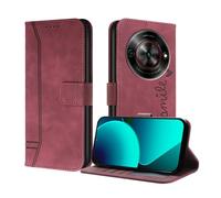 ILING Funda para ZTE Nubia Focus/ZTE Blade A75 5G, Flip Carcasa Magnética de Cuero PU Antigolpes con Tarjetero, Función de Soporte y Protección Completa Cámara Cubierta, Rojo