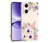 ILING Líquida Silicona Funda para Xiaomi Poco F7 5G, Diseño de Flores y Dibujos Animados Lindo Ultradelgado Elegante Carcasa, Suave TPU Bumper Mate Antigolpes Cubierta (Blanco Q05)