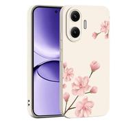 ILING Líquida Silicona Funda para Xiaomi Poco F7 5G, Diseño de Flores y Dibujos Animados Lindo Ultradelgado Elegante Carcasa, Suave TPU Bumper Mate Antigolpes Cubierta (Blanco Q07)
