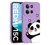 ILING Líquida Silicona Funda para Xiaomi Redmi 15C 5G/4G/POCO C85, Diseño de Flores y Dibujos Animados Lindo Ultradelgado Elegante Carcasa, Suave TPU Bumper Mate Antigolpes Cubierta (Púrpura Q13)