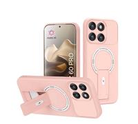 ILING Magnética Funda para Motorola Edge 60 Pro de Invisible Soporte Ajustable, Protección Completa Lente Cámara con Tacto Suave y Sedoso Antigolpes Carcasa Cubierta, Rosa