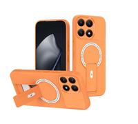 ILING Magnética Funda para Xiaomi 14T Pro 5G de Invisible Soporte Ajustable, Protección Completa Lente Cámara con Tacto Suave y Sedoso Antigolpes Carcasa Cubierta, Naranja