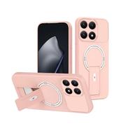 ILING Magnética Funda para Xiaomi 14T Pro 5G de Invisible Soporte Ajustable, Protección Completa Lente Cámara con Tacto Suave y Sedoso Antigolpes Carcasa Cubierta, Rosa