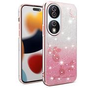 ILING Mujer Funda para Honor X7b / Honor 90 Smart 5G, Carcasa Degradado de Color Brillante con Patrón de Rosa Elegante, Ultradelgado Suave Silicona TPU Bumper Antigolpes Cubierta (Rosa)