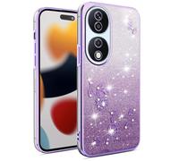 ILING Mujer Funda para Honor X7b / Honor 90 Smart 5G, Carcasa Degradado de Color Brillante con Patrón de Rosa Elegante, Ultradelgado Suave Silicona TPU Bumper Antigolpes Cubierta (Púrpura)