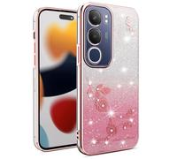 ILING Mujer Funda para Vivo Y19s, Carcasa Degradado de Color Brillante con Patrón de Rosa Elegante, Ultradelgado Suave Silicona TPU Bumper Antigolpes Cubierta (Rosa)