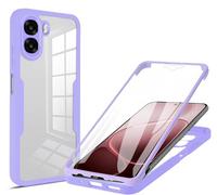 ILING Transparente Funda para OPPO A6X 5G/4G/ OPPO A6K, Moda Ultradelgado Antigolpes Carcasa con Protector de Pantalla Incorporado, Dura PC + Silicona TPU Bumper Cubierta (Púrpura)