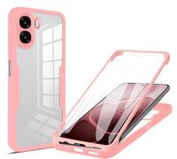 ILING Transparente Funda para OPPO A6X 5G/4G/ OPPO A6K, Moda Ultradelgado Antigolpes Carcasa con Protector de Pantalla Incorporado, Dura PC + Silicona TPU Bumper Cubierta (Rosa)